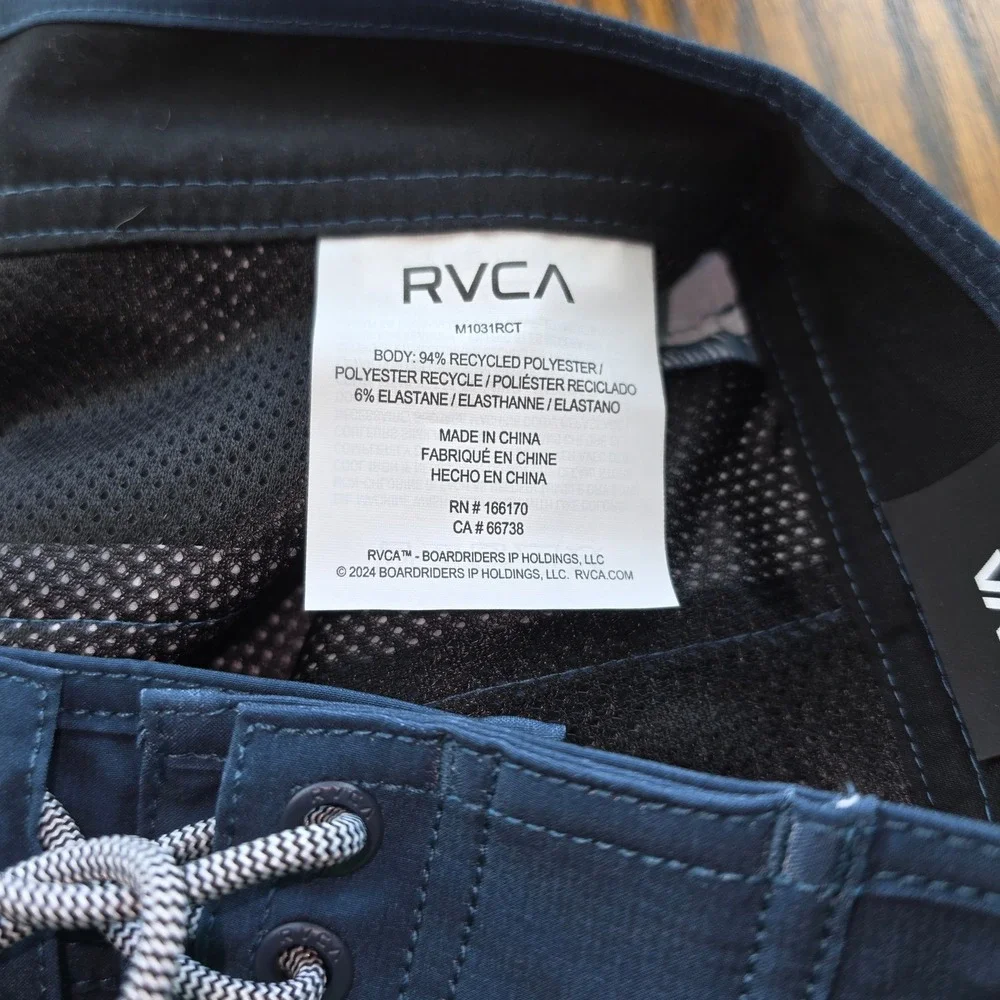 RVCA Mens Curren Caples Special Edition Board Shorts Blue Striped Size 32 NWT